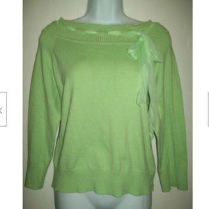 Faded Glory Womens Sweater Size 12/14 Green Bow